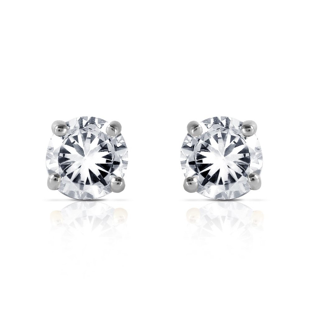 14K. GOLD STUD EARRINGS WITH 0.30 CT. DIAMONDS - Picture 1 of 6